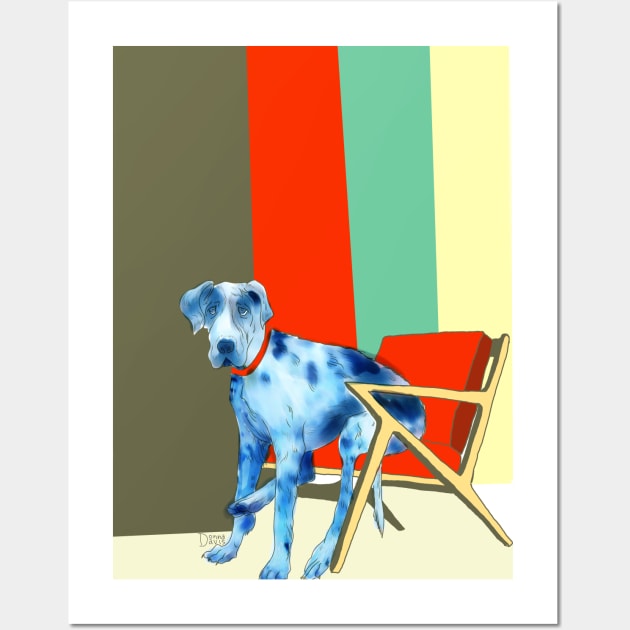 Great Dane in an Eames chair with Mid Century Design Wall Art by donnadavisart1